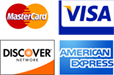 We accept Mastercard, Visa, Discover & American Express